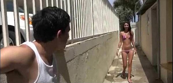  Tight teen fucks a man in front of the camera for cash 6